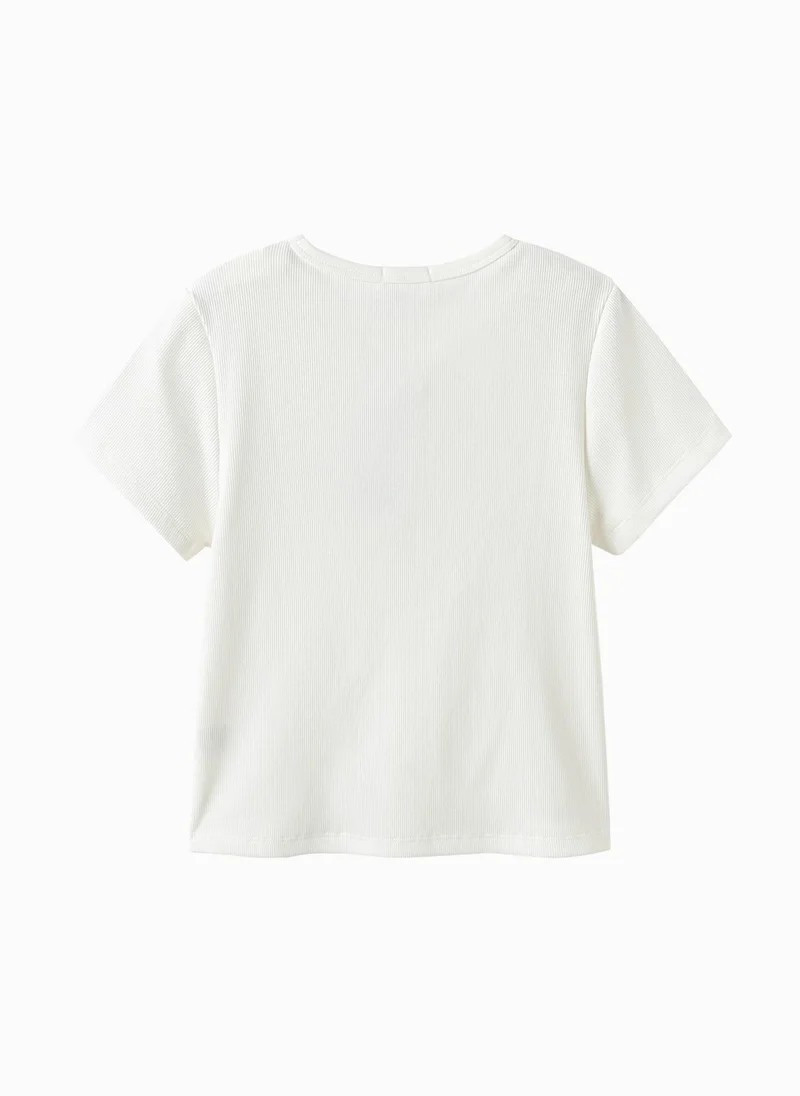 Balabala White Kids Girls Round v-neck short-sleeved T-shirt for Women | Best Price UAE