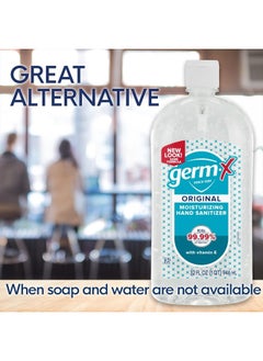 Germ-X Original Hand Sanitizer, Non-Drying Moisturizing Gel with Vitamin E, Instant and No Rinse Formula, Large Family-Size Flip Top Bottle, 32 Fl Oz (Pack of 4)  - Image 4