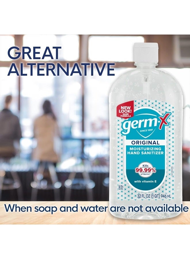 Germ-X Original Hand Sanitizer, Non-Drying Moisturizing Gel with Vitamin E, Instant and No Rinse Formula, Large Family-Size Flip Top Bottle, 32 Fl Oz (Pack of 4) - Image 4