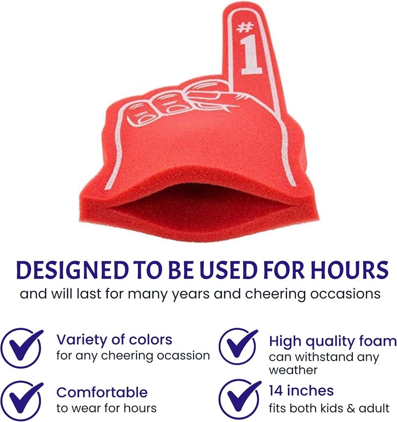 FUNSTITUTION Giant Foam Finger 18 Inch- We're Number 1 Foam Hand for All Occasions - Cheerleading for Sports - Exciting Vibrant Colors use as Celebration Pom Poms- Great for Sports Events Games School Business - Image 2