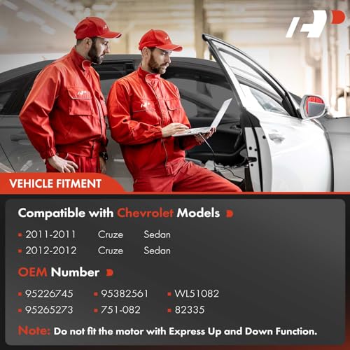 A-Premium Power Window Regulator with Motor Compatible with Chevrolet Cruze 2011 2012 1.4L 1.8L, Sedan only, with 2 Pins, Front Left Driver Side, Replace # 95226745, 95265273 - Image 2