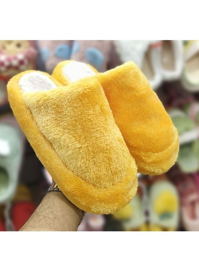 Women's winter slipper with fur, yellow color - Image 2