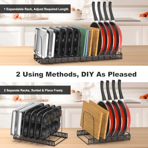 Housolution Cutting Board Organizer Rack, Expandable Baking Tray and Cookie Sheet Organizer with 14 Adjustable Dividers, Bakeware Muffin Tin Cupcake Pan Storage Organizer for Cabinet, Black - Image 3