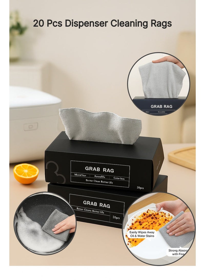 20 pcs Microfiber Cleaning Cloths with a Box, Multi-purpose Oil-Absorbing dish Towels, Reusable & Hygienic for Home, Kitchen, Windows & Car Polishing, Drying, Buffing & Detailing - Image 1