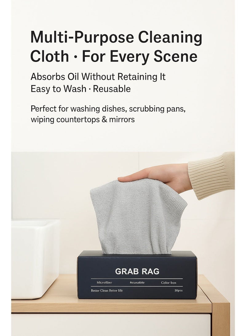 20 pcs Microfiber Cleaning Cloths with a Box, Multi-purpose Oil-Absorbing dish Towels, Reusable & Hygienic for Home, Kitchen, Windows & Car Polishing, Drying, Buffing & Detailing - Image 5