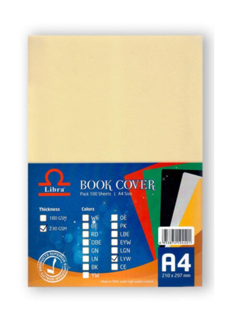 Libra Book cover Embossed Leather Board A4 230gsm Light Yellow 100 Sheets - Image 2