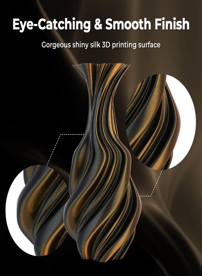 AMOLEN خيوط طباعة ثلاثية الأبعاد AMOLEN Silk PLA، لون مزدوج أسود ذهبي PLA 1.75 مم، خيوط لامعة تتغير لونها لطباعة ثلاثية الأبعاد، خيوط PLA لمعظم طابعات FDM ثلاثية الأبعاد، بكرة 1 كجم (2.2 رطل) - Image 3
