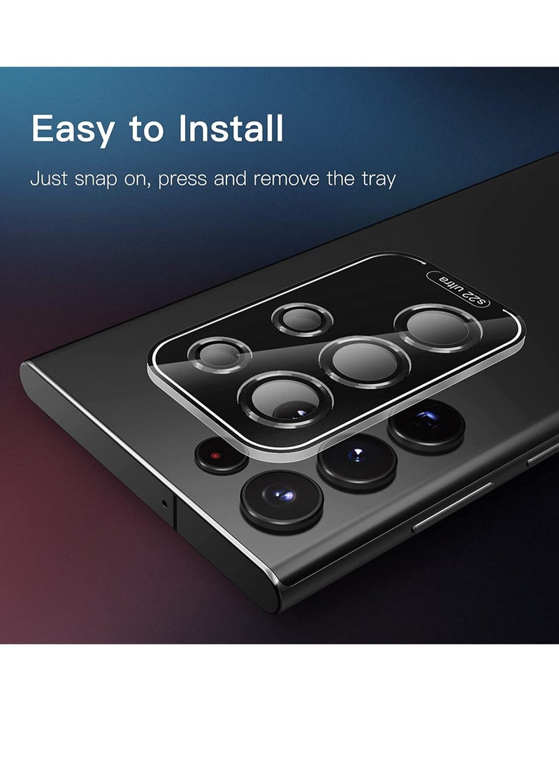 ELTRAZONE Camera Lens Protector for Samsung Galaxy S23 Ultra 5G 6.8-Inch, 9H Tempered Glass Metal Individual Ring Cover, Easy Installation Tray, HD Clear, Set of 5 - Image 3