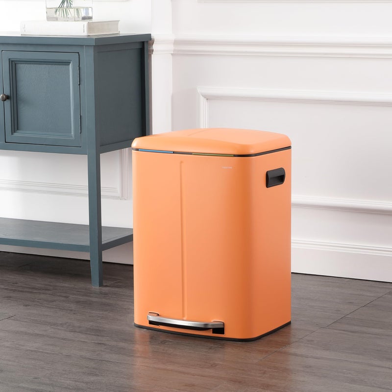happimess HPM1005K Marco Rectangular 10.6-Gallon Double Bucket Trash Can with Soft-Close Lid, Carrot Cake, Fingerprint Resistant, Modern, Minimalistic for Home, Kitchen, Office, Bedroom, Bathroom - Image 2