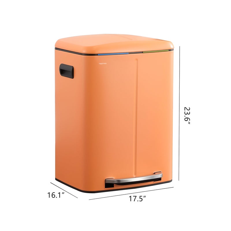 happimess HPM1005K Marco Rectangular 10.6-Gallon Double Bucket Trash Can with Soft-Close Lid, Carrot Cake, Fingerprint Resistant, Modern, Minimalistic for Home, Kitchen, Office, Bedroom, Bathroom - Image 4