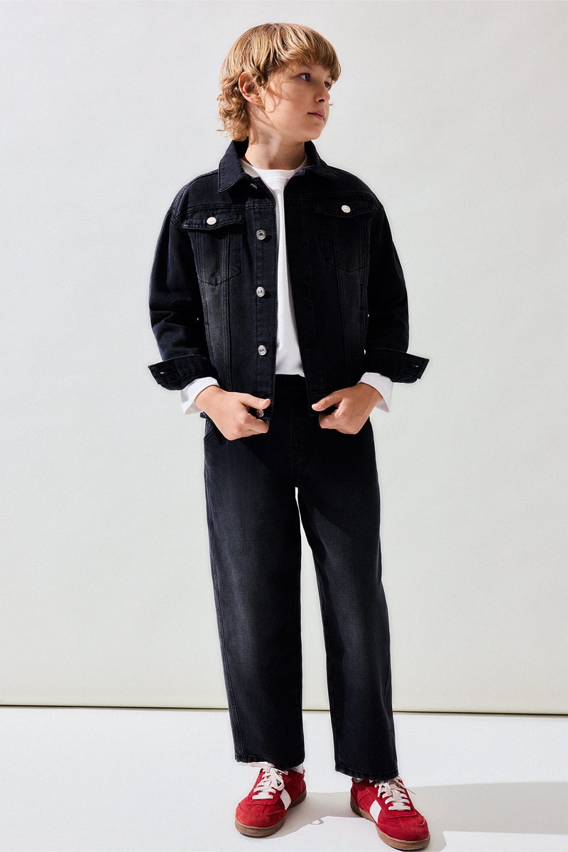 DeFacto Black Boy Boy 100% Cotton Denim Jacket Casual - Image 2