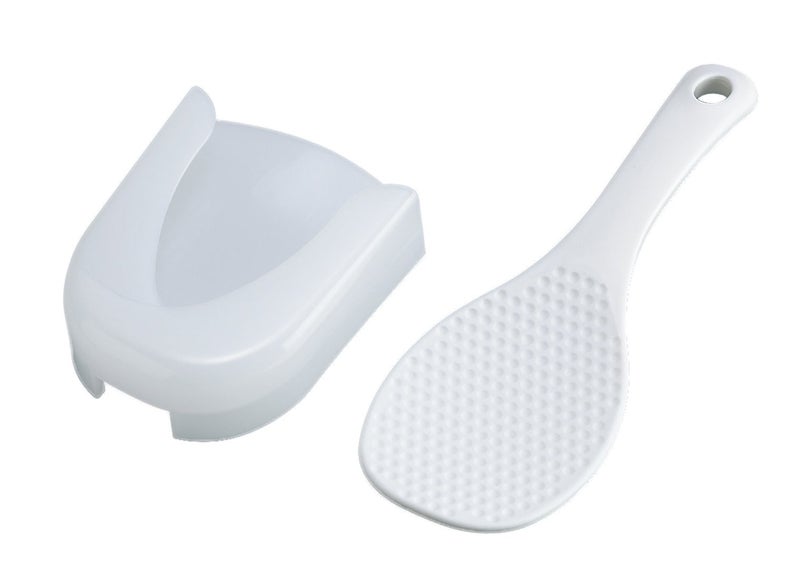 M.V. Trading Japanese Style Non Stick Plastic Rice Paddle with Holder - Image 1