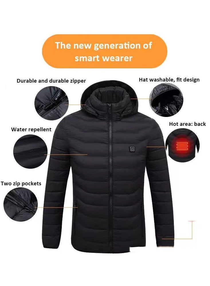 NIBEMINENT سترة تدفئة أنيقة للرجال مع جيوب، سترة بغطاء رأس برقبة دائرية قابلة للتنفس بأكمام طويلة وسحاب للأنشطة الخارجية في فصل الشتاء (لا يشمل بنك الطاقة) - Image 2
