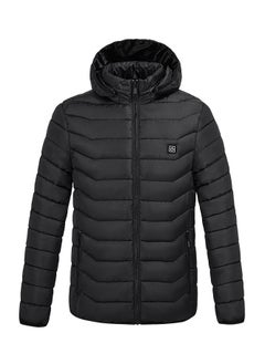 NIBEMINENT Men's Stylish Solid Heating Jacket With Pockets, Active Breathable Crew Neck Zip Up Long Sleeve Hooded Jacket For Winter Outdoor Activities ( Power Bank Is Not Included )  - Image 3