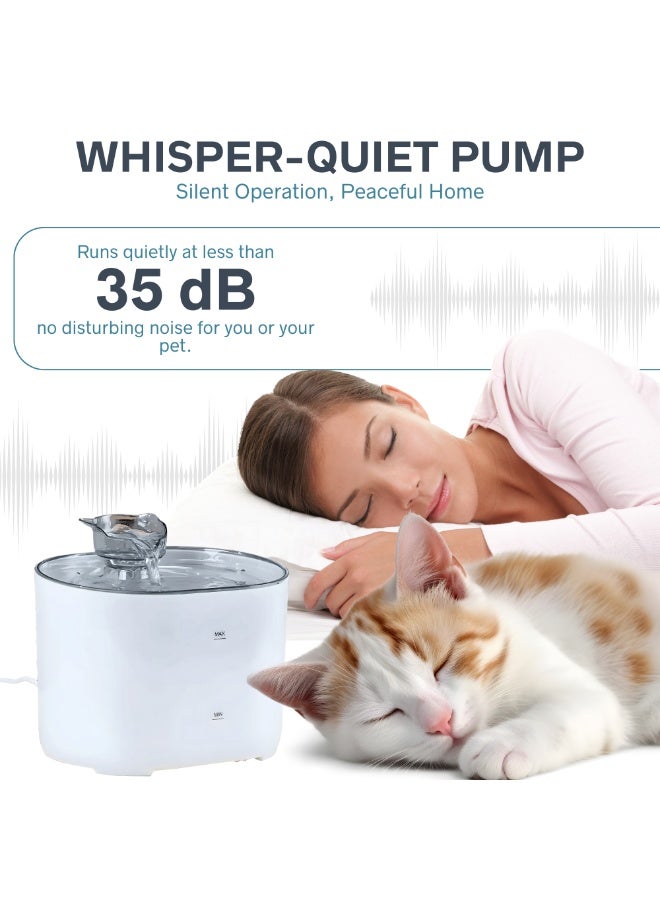 Nexso 2.2L White Cat Water Fountain – Silent Pump, 4-Layer Filtration System, Visual Water Level Window, BPA-Free PC+PP Material, Easy-to-Clean Water Dispenser for Cats & Dog, Quiet Hydration Solution - Image 5
