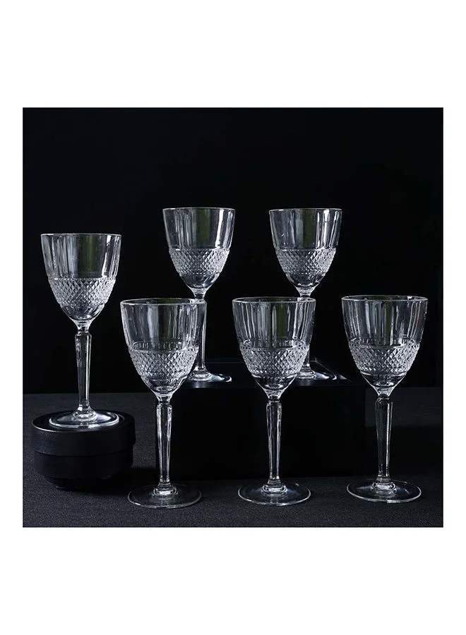 DANUBE HOME Rcr Brillante 6-Piece Crystal Glass Goblet Set - 29 Cl Crystal Cocktail Barware Cups Modern Houseware Drinking Glasses - White
