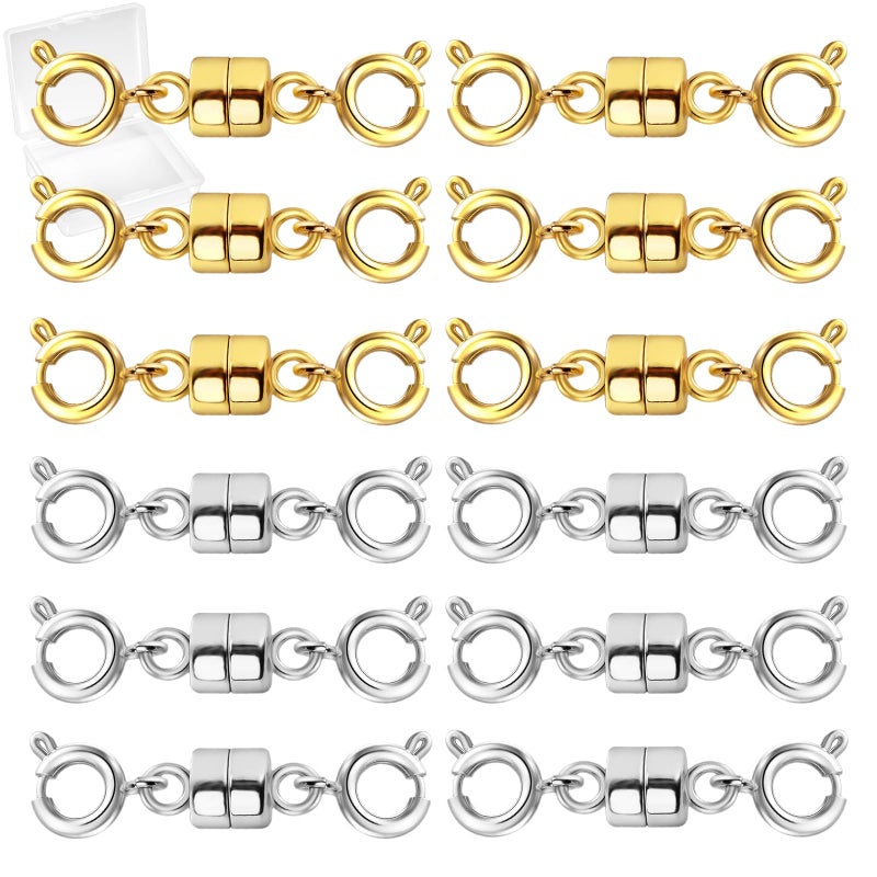 MKCYD Double Magnetic Necklace Clasps and Closures, Necklace Extenders for Women, 14K Gold and Silver Magnetic Jewelry Clasps for Bracelets - Image 1
