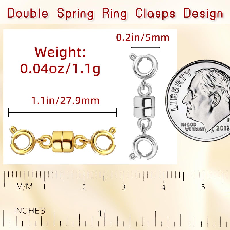 MKCYD Double Magnetic Necklace Clasps and Closures, Necklace Extenders for Women, 14K Gold and Silver Magnetic Jewelry Clasps for Bracelets - Image 2