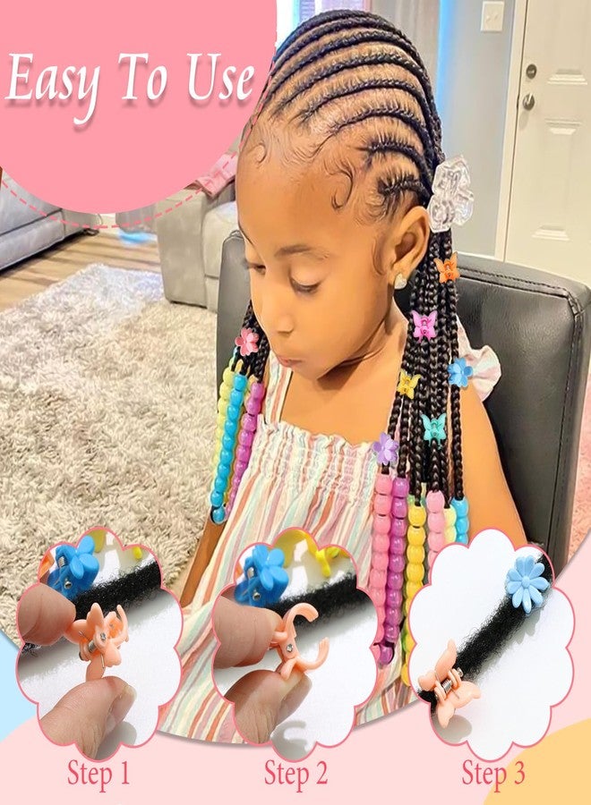 VENOFEN 60PCS Hair Beads Coloful Butterfly Flower Hair Claw Clips Acrylic Pony Dreadlock Bead for Kids Girls Cute Toddler Clips for Hair Women Hair Decorations - Image 5