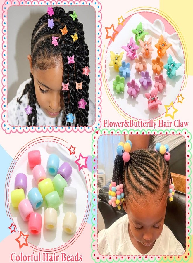 VENOFEN 60PCS Hair Beads Coloful Butterfly Flower Hair Claw Clips Acrylic Pony Dreadlock Bead for Kids Girls Cute Toddler Clips for Hair Women Hair Decorations - Image 3