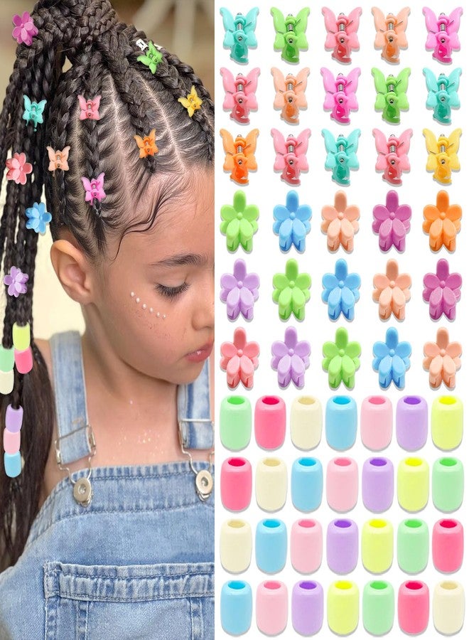 VENOFEN 60PCS Hair Beads Coloful Butterfly Flower Hair Claw Clips Acrylic Pony Dreadlock Bead for Kids Girls Cute Toddler Clips for Hair Women Hair Decorations - Image 1