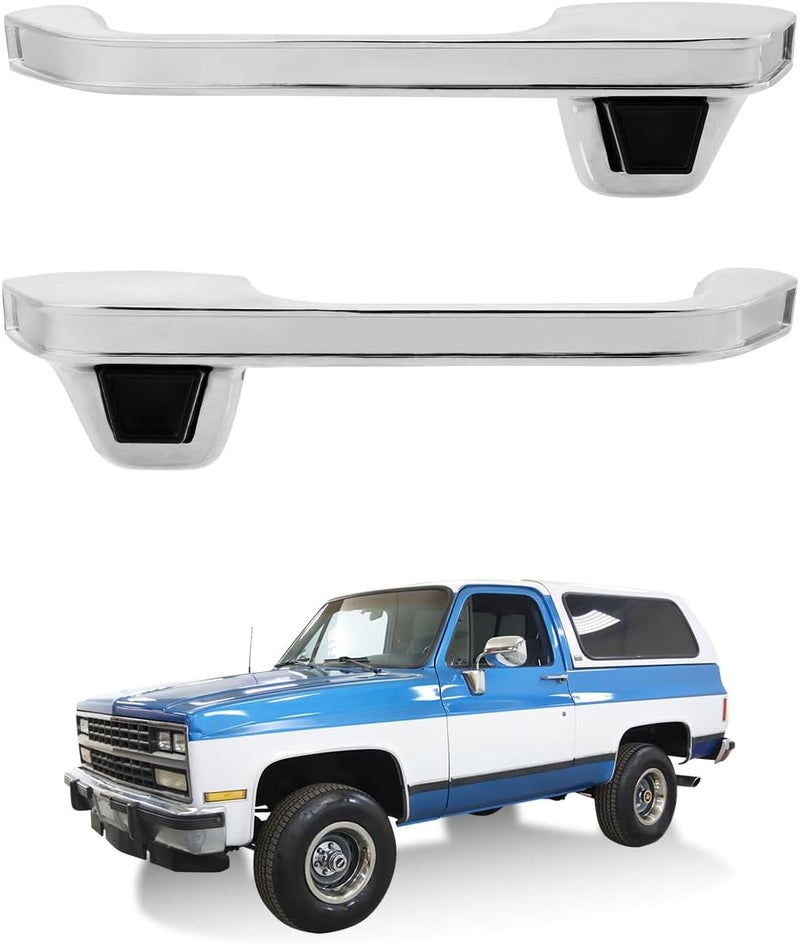 Gledewen Metal Exterior Door Handles (Pair), Compatible with 1973-1991 Chevy C/K/R/V 10 20 30 1500 2500 3500, GMC C/K 15 25 35 R/V 1500 2500 3500 Pickup Suburban Blazer, Front Left & Right, OE# 77047 90025 - Image 1