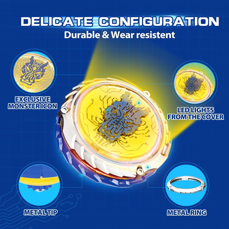 INFINITY NADO Battling Toys, Battle Set for 8-12 with Spinning Top & Sword Launcher, Metal battling Game top for Boys and Girls Age 5+, Fury Wave Dragon, Sapphire Blue - Image 5