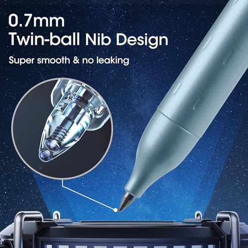 WRITECH أقلام جيل WRITECH بنقطة دقيقة: برميل معدني فاخر قابل للسحب 0.7 مم قلم حبر أسود 2 قطعة مع 2 إعادة تعبئة لا تلطخ ولا تتسرب جفاف سريع كتابة سلس نقرة صامتة فاخرة - Image 3