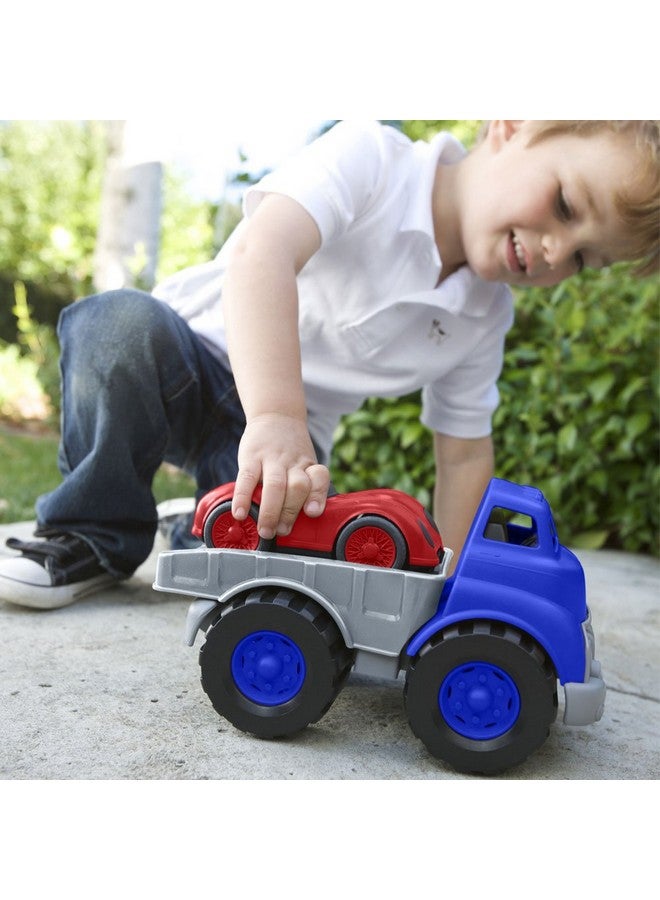 جرين تويز شاحنة مسطحة من Green Toys باللون الأزرق/الرمادي وسيارة سباق باللون الأحمر، من عمر 12 شهرًا إلى 6 سنوات - Image 3