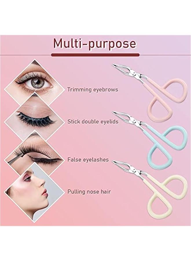 بي دبليو اس جاي ملقط للحواج والرموش م الستالس ستيل المزود مقض على شكل مقص  مجموعة أدوات يدوية للعاية الجسم وتشذي الحواج 3 قطع - Image 3