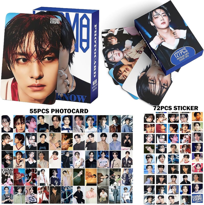 PYAJUU Stray Kids KARMA Photocards 127PCS KARMA Album Photo Card Set Stray Kids The 4th Album Merch 55 PCS Photocard and 72 PCS Stickers Gift for STAY Straykids 2025 Gift Set (LEEKNOW) - Image 2