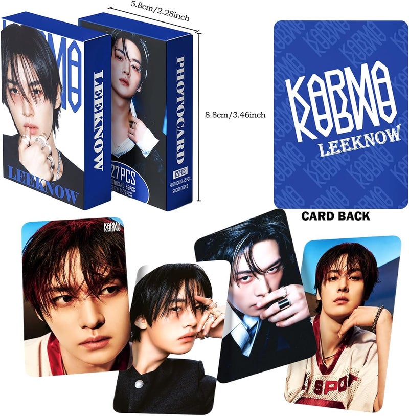PYAJUU Stray Kids KARMA Photocards 127PCS KARMA Album Photo Card Set Stray Kids The 4th Album Merch 55 PCS Photocard and 72 PCS Stickers Gift for STAY Straykids 2025 Gift Set (LEEKNOW) - Image 4