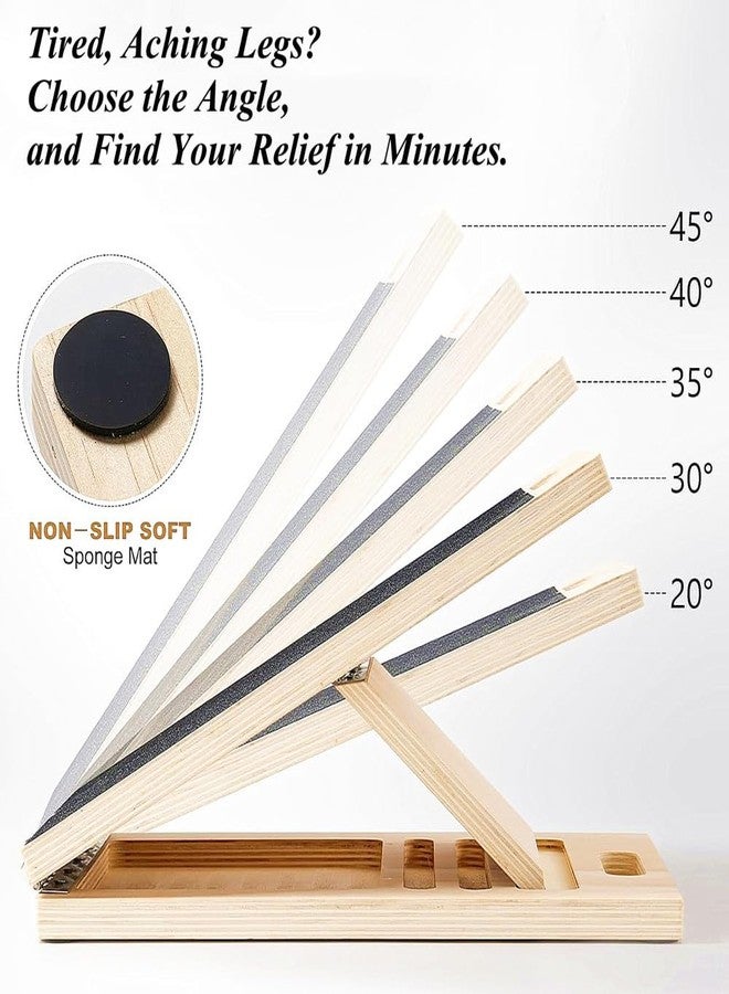 Kvittra Adjustable Wooden Slant Board for Calf Stretching, Incline Exercise Stretcher for Ankle, Heel, Knees & Leg Mobility - Portable Wedge Equipment for Squats - Image 2