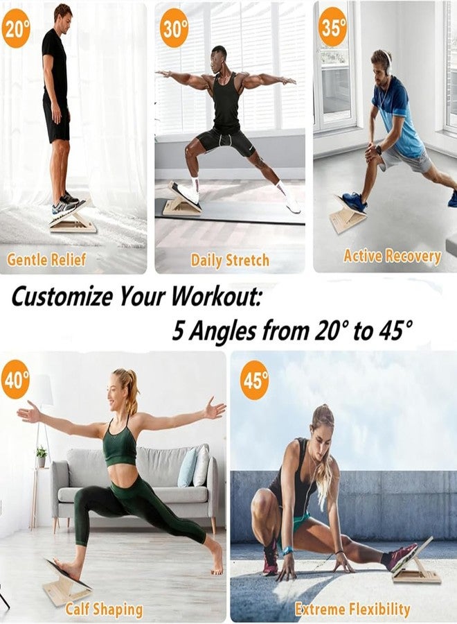 Kvittra Adjustable Wooden Slant Board for Calf Stretching, Incline Exercise Stretcher for Ankle, Heel, Knees & Leg Mobility - Portable Wedge Equipment for Squats - Image 3