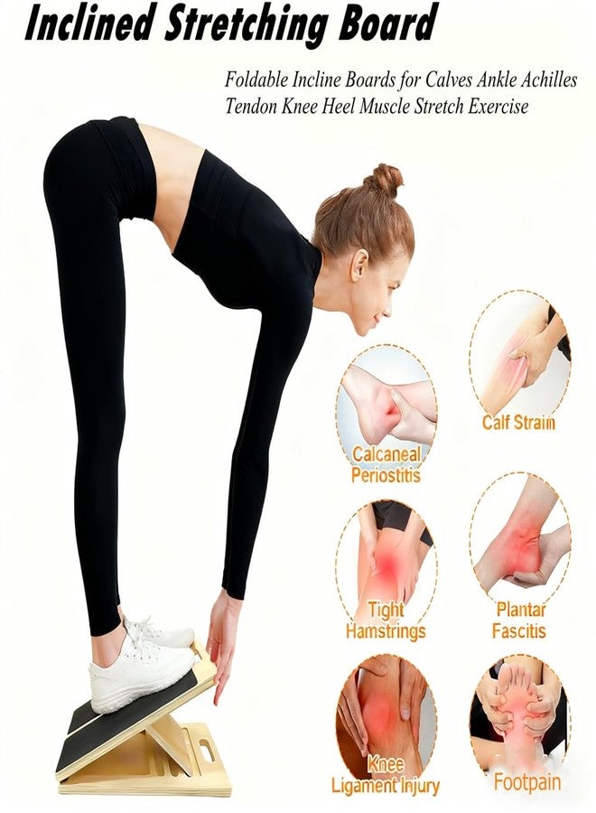 Kvittra Adjustable Wooden Slant Board for Calf Stretching, Incline Exercise Stretcher for Ankle, Heel, Knees & Leg Mobility - Portable Wedge Equipment for Squats - Image 4