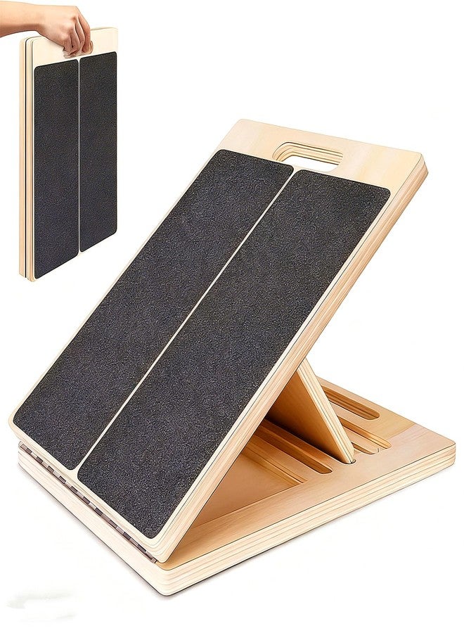 Kvittra Adjustable Wooden Slant Board for Calf Stretching, Incline Exercise Stretcher for Ankle, Heel, Knees & Leg Mobility - Portable Wedge Equipment for Squats - Image 1