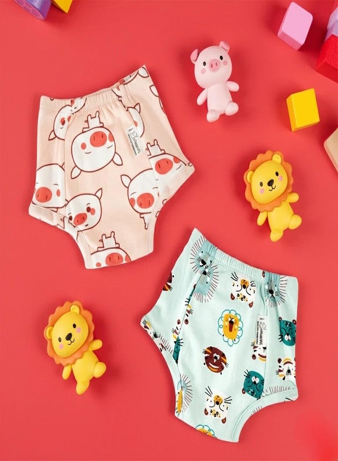 SNUGKINS Potty Training Pull-up Pants | Padded Underwears for Babies/Kids/Toddlers. (in, Age, 2 Years, 3 Years, Regular, Pack of 2 - Pig & Lion) - Image 2