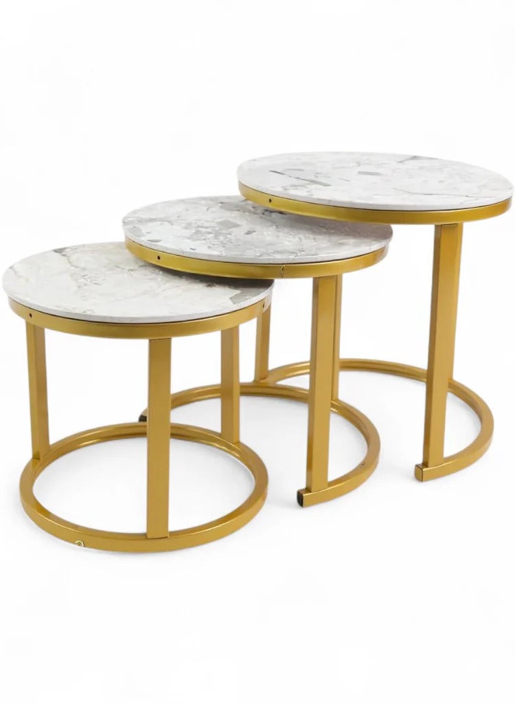 3 Pieces Round Nesting Side Table Set Minimalist Coffee Tables