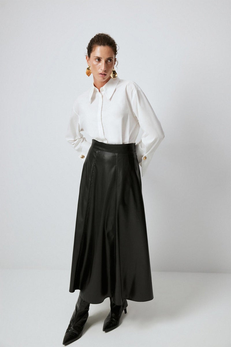 Touche Flounce Leather Skirt  - Image 1