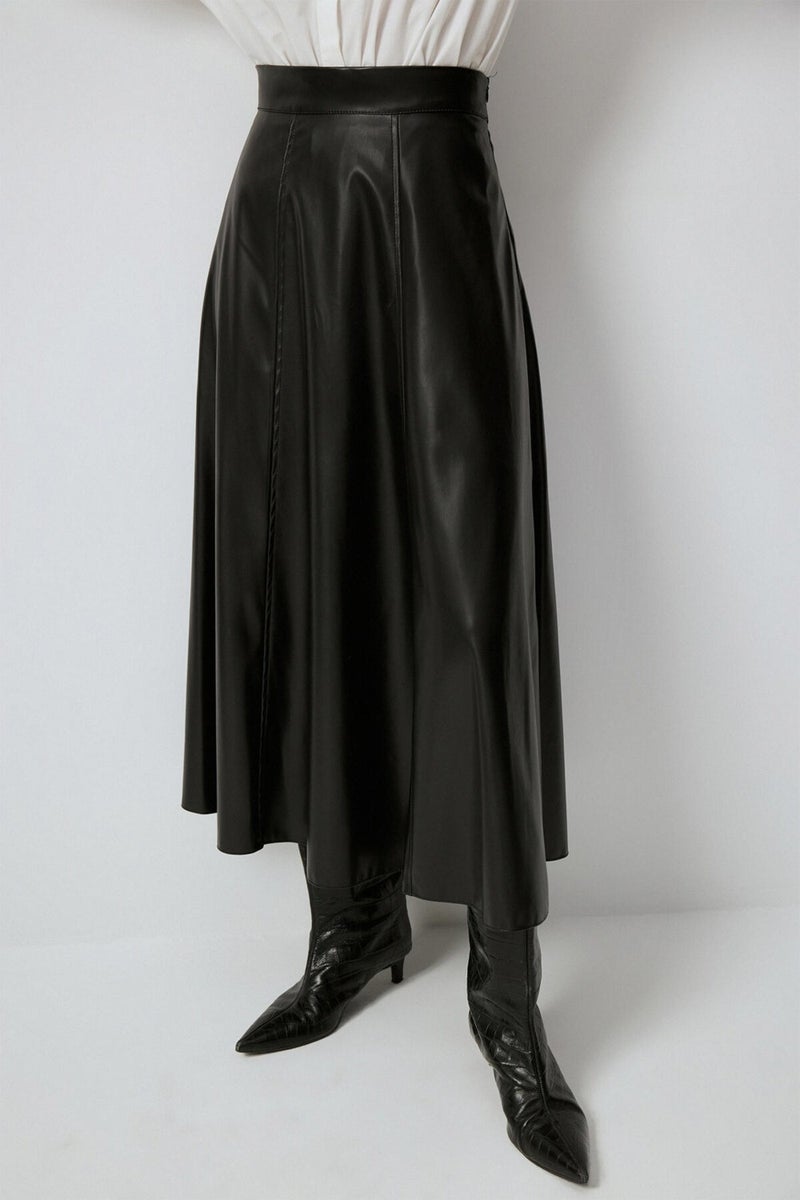 Touche Flounce Leather Skirt  - Image 3