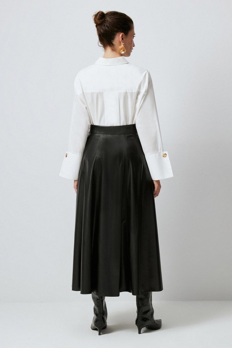 Touche Flounce Leather Skirt  - Image 4