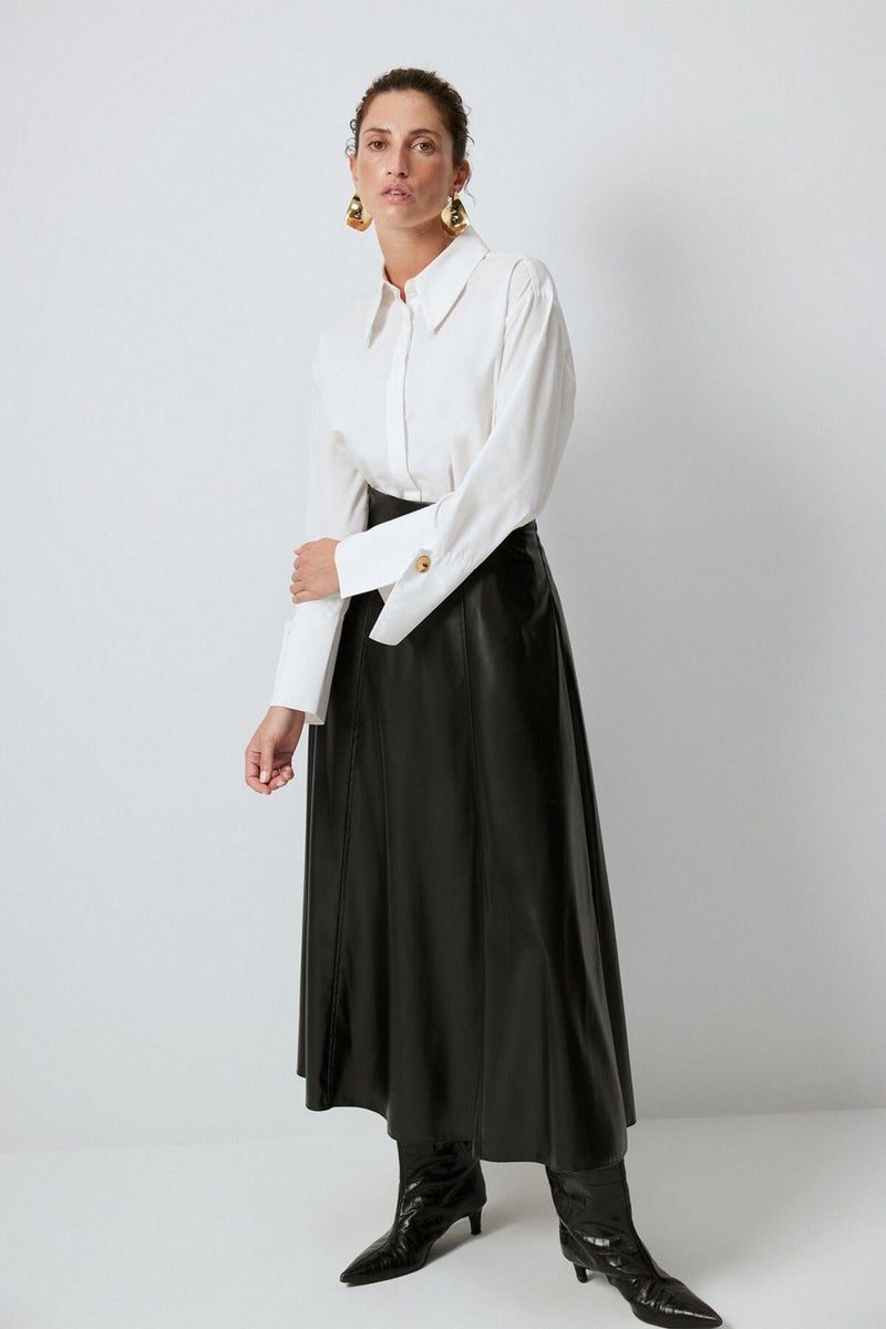 Touche Flounce Leather Skirt  - Image 2