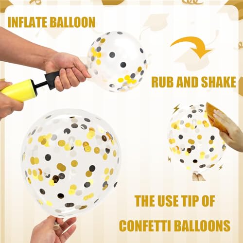 OuMuaMua 2025 Graduation Party Decorations, 68pcs Graduation Balloons Black and Gold Grad Decor for College High School Class of 2025 Congrats Grad Party Decor - Image 4