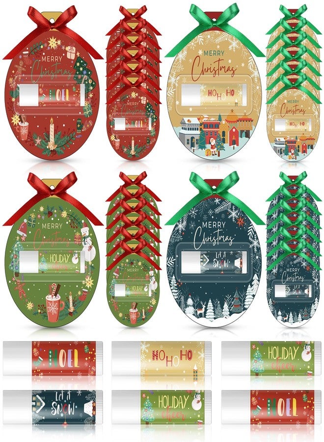 Lounsweer 24 Set Christmas Lip Balm Bulk Gifts Adult Christmas Party Favors Xmas Ball Style Lip Balm for Party Staff Coworker - Image 1