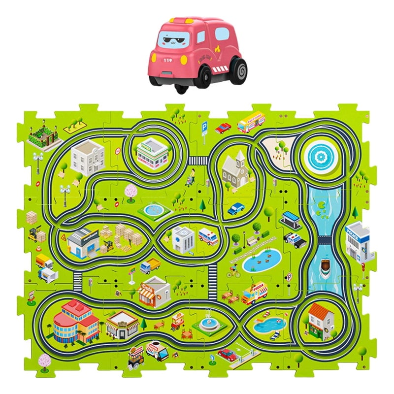 Puzzle Track with Vehicle Kids Race Tracks for Ages 3+ Years Boys Girls Gift 12Pcs city - Image 1