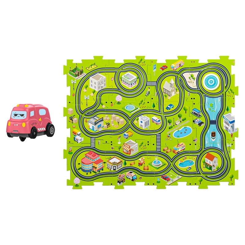 Puzzle Track with Vehicle Kids Race Tracks for Ages 3+ Years Boys Girls Gift 12Pcs city - Image 5