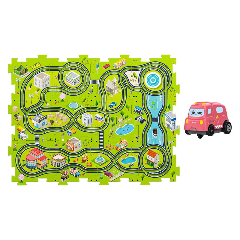 Puzzle Track with Vehicle Kids Race Tracks for Ages 3+ Years Boys Girls Gift 12Pcs city - Image 4