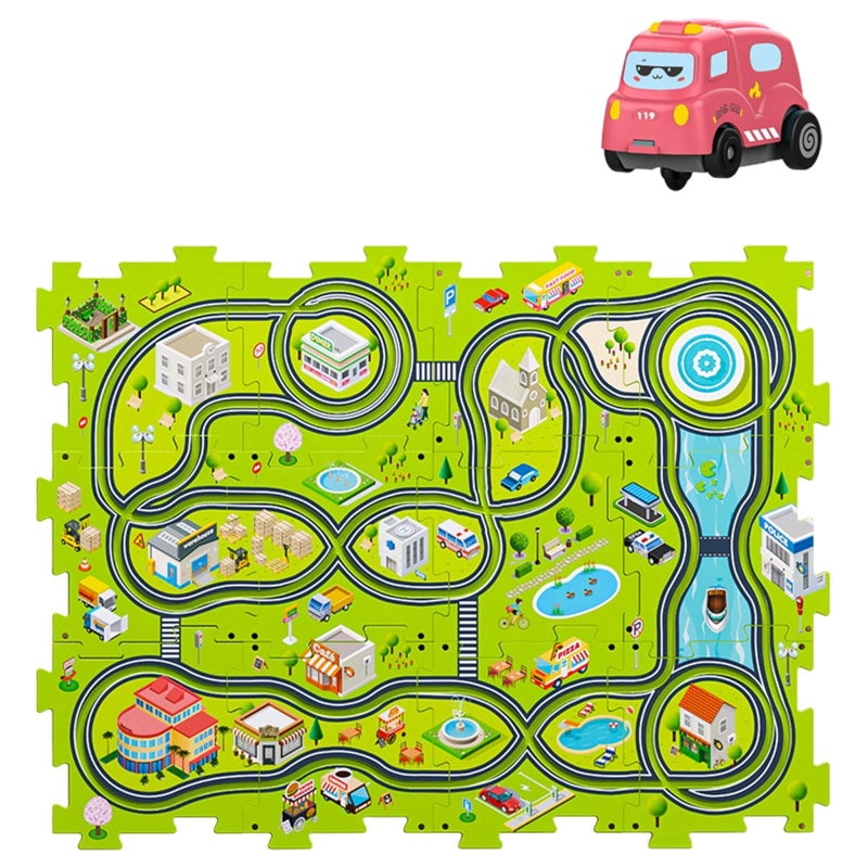 Puzzle Track with Vehicle Kids Race Tracks for Ages 3+ Years Boys Girls Gift 12Pcs city - Image 2