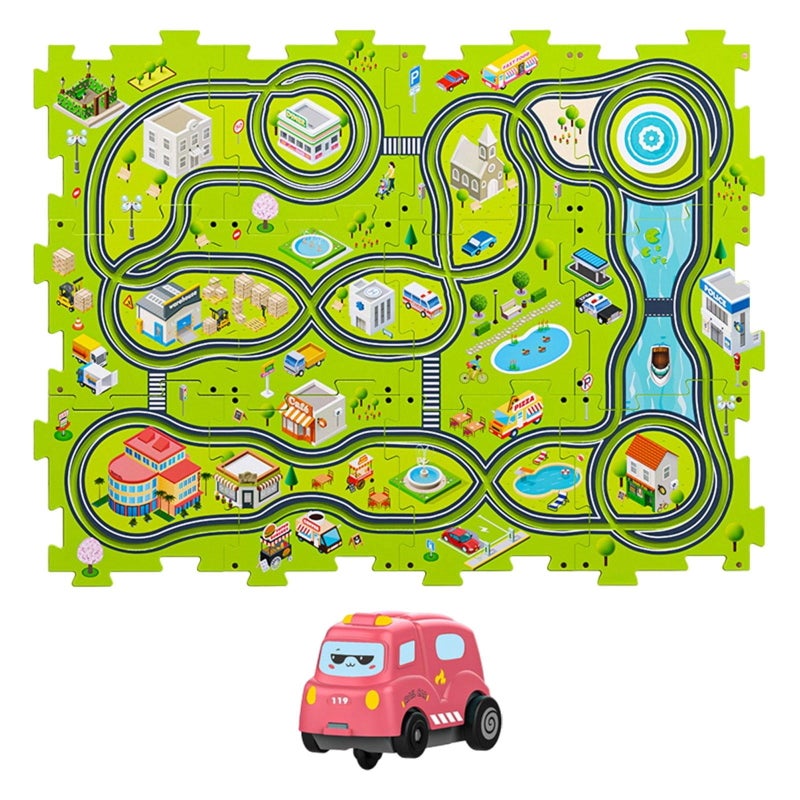 Puzzle Track with Vehicle Kids Race Tracks for Ages 3+ Years Boys Girls Gift 12Pcs city - Image 3