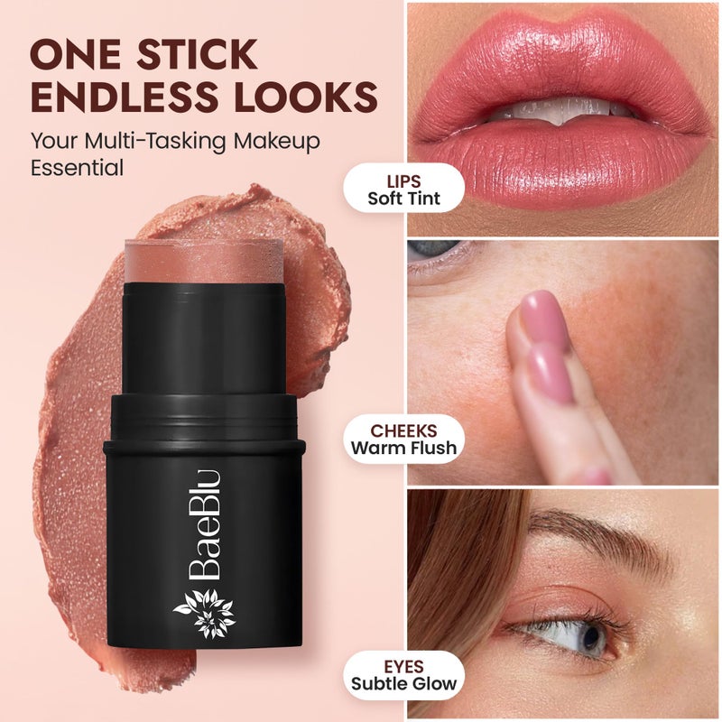 BaeBlu - Organic Blush Tube, Sangria - 100% Natural Vegan Cream Blush Sticks, Multi-Use Bronzer, & Highlighter for Lips, Cheeks & Eyes, Buildable Shimmer, Gluten-Free, Paraben-Free, Made in USA - Image 5